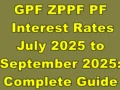 GPF ZPPF PF Interest Rates July 2025 to September 2025: Complete Guide